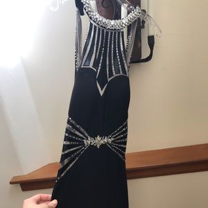 Blue long dress w/ rhinestone detailing